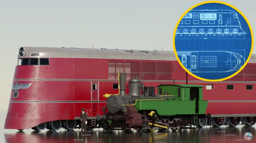 Jednym z najbardziej niepowtarzalnych projektów pociągów był ten opracowany przez III Rzeszę /Zrzut ekranu/Found And Explained/Real Life Snowpiercer - The Insane Giant Nazi Railway - Breitspurbahn /YouTube