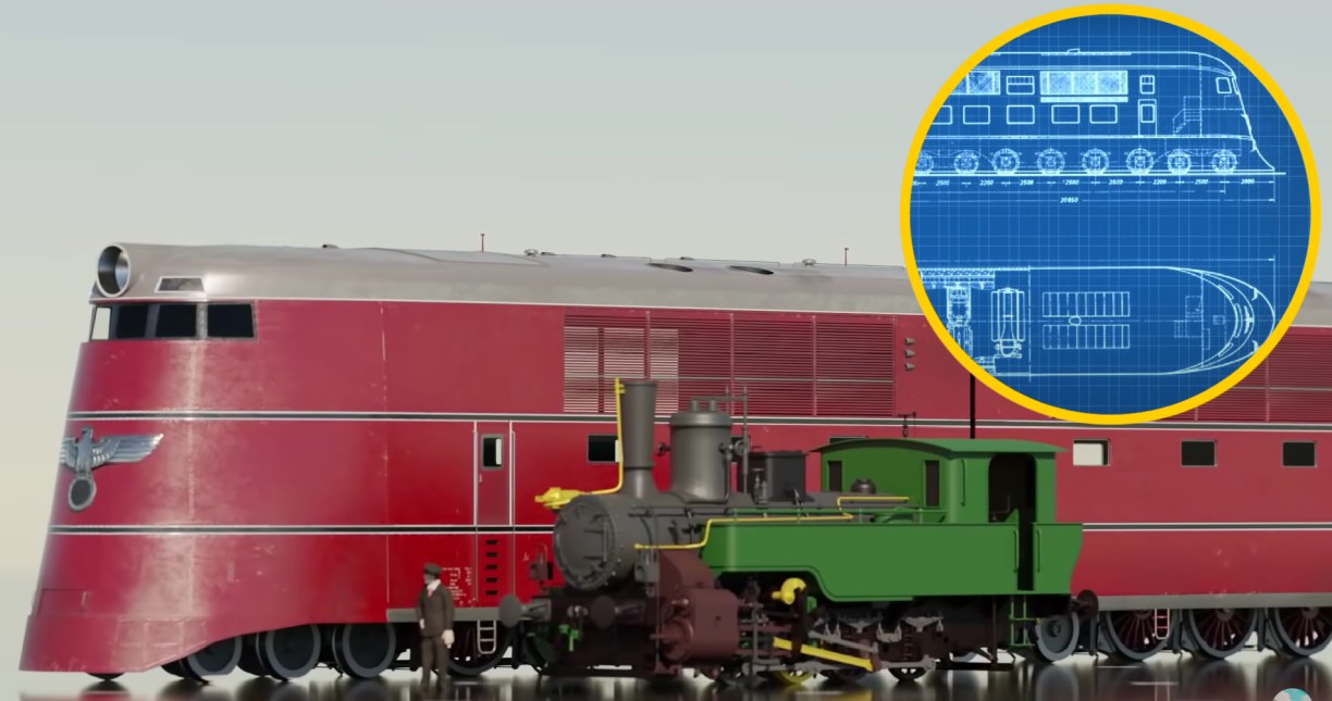 Jednym z najbardziej niepowtarzalnych projektów pociągów był ten opracowany przez III Rzeszę /Zrzut ekranu/Found And Explained/Real Life Snowpiercer - The Insane Giant Nazi Railway - Breitspurbahn /YouTube