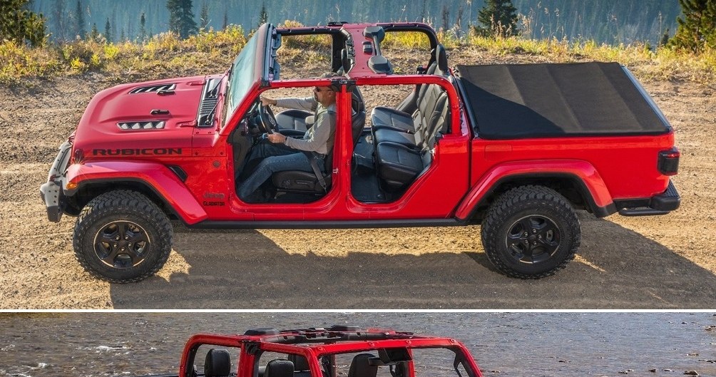 Jeep Gladiator pozwala na pozbycie się dachu, drzwi, a nawet przedniej szyby /materiały prasowe