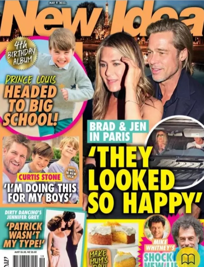 Jennifer Aniston i Brad Pitt na okładce majowego magazynu "New Idea" /materiały prasowe