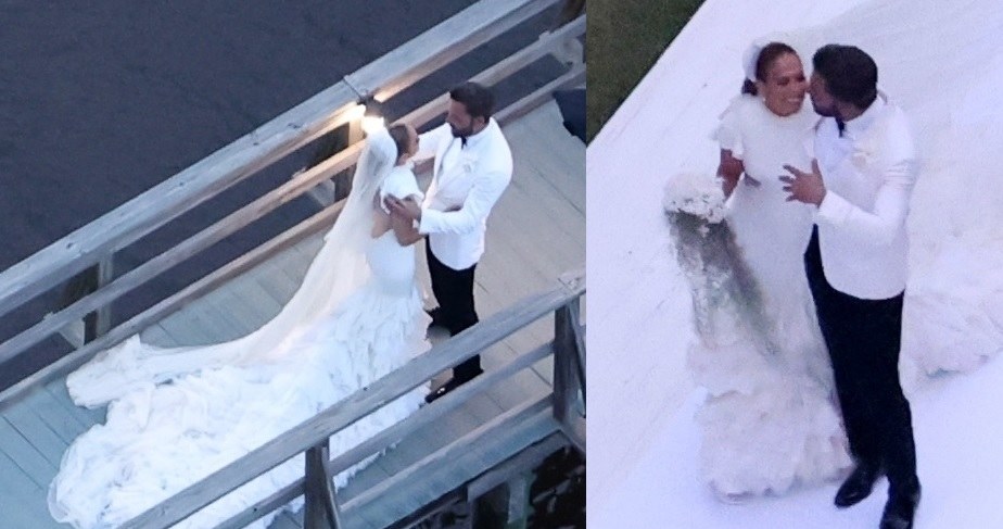 Jennifer Lopez wzięła drugi ślub z Affleckiem. Miała wyjątkową suknię ślubną? /BACKGRID / Backgrid USA / Forum /Agencja FORUM