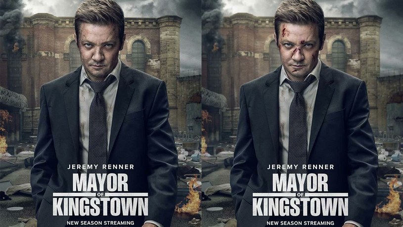 Jeremy Renner na plakatach reklamujących "Mayor of Kingstown" /Paramount+ /materiały prasowe