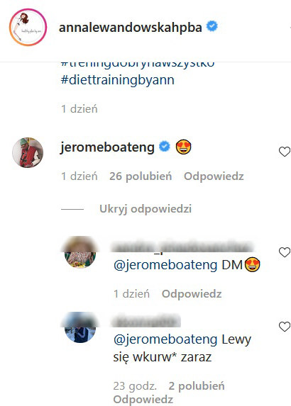 Jerome Boateng skomentował fotkę Anny Lewandowskiej /Screen z www.instagram.com/annalewandowskahpba /Instagram