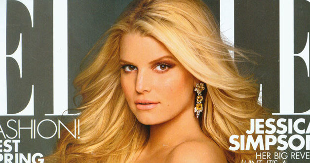 Jessica Simpson pokazała ciążowy brzuszek na okładce "Elle". /Splashnews