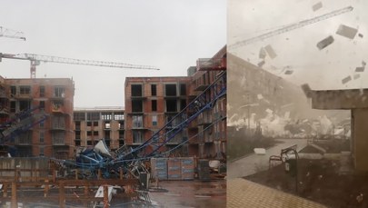 Jest nowe nagranie z upadku żurawia w Krakowie. "Niewielka trąba powietrzna"