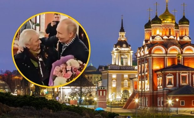 ​Jest życie poza bunkrem? Putin podjeżdża pod hotel, wręcza kwiaty