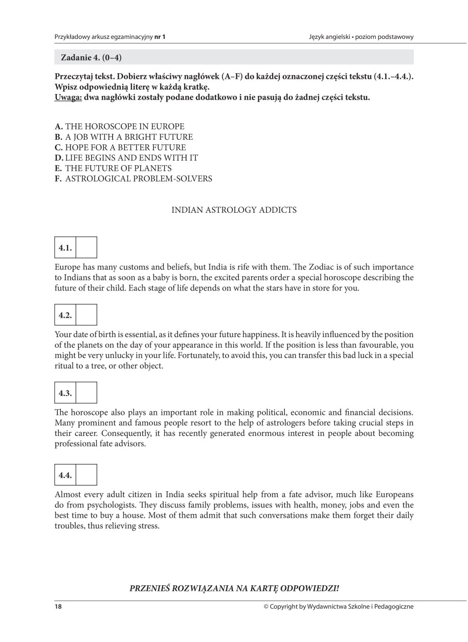 Język angielski - przykładowe zadania /