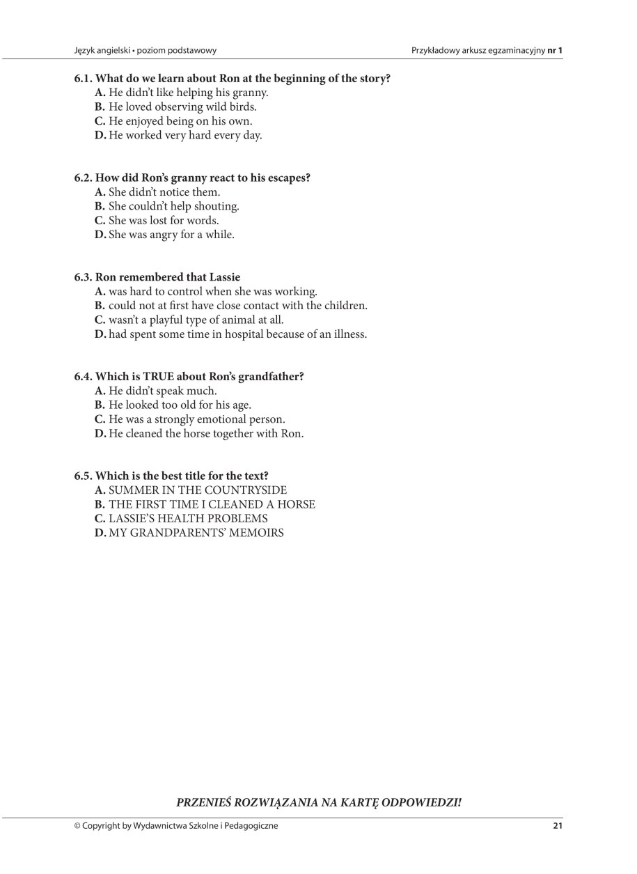 Język angielski - przykładowe zadania /