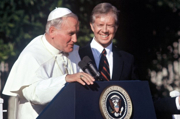 Jimmy Carter i Jan Paweł II, 1979 rok /Martin Athenstädt /PAP/EPA