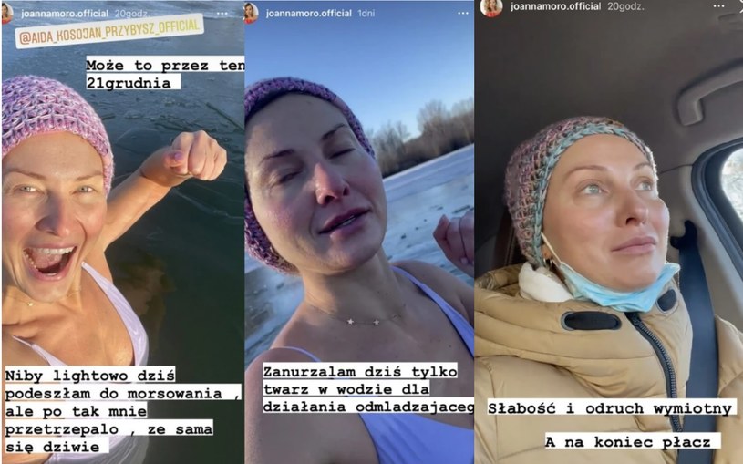 Joanna Moro najadła się starchu podczas morsowania /instagram.com/joannamoro.official/ /Instagram