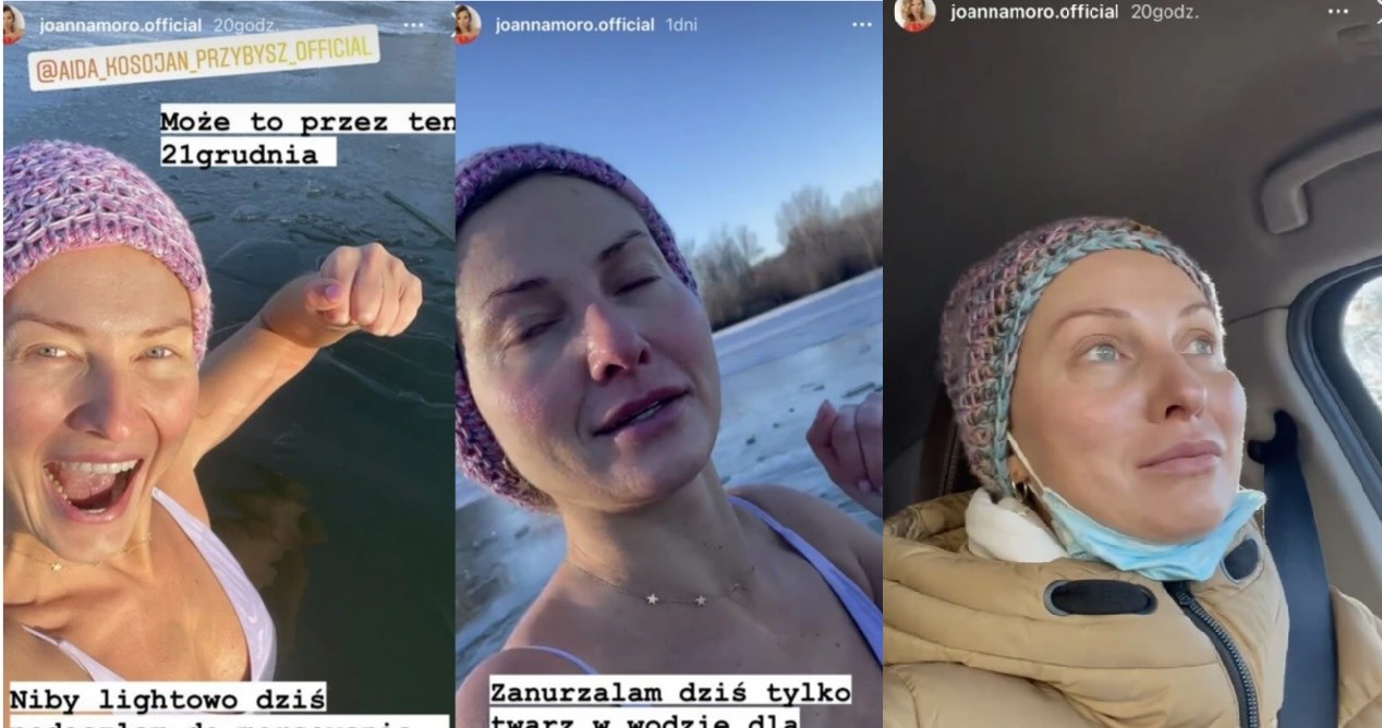 Joanna Moro najadła się starchu podczas morsowania /instagram.com/joannamoro.official/ /Instagram