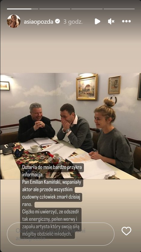 Joanna Opozda wspomnina Emiliana Kamińskiego. /Instagram @asiaopozda /Instagram