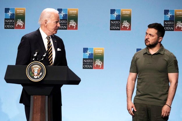 Joe Biden i Wołodymyr Zełenski na szczycie NATO w Wilnie /VALDA KALNINĂS /PAP/EPA