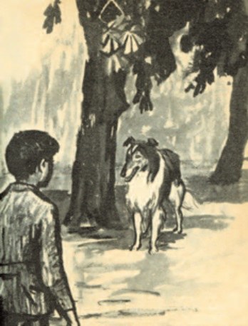 Joe i Lassie, rys. Ludwik Maciąg /Encyklopedia Internautica