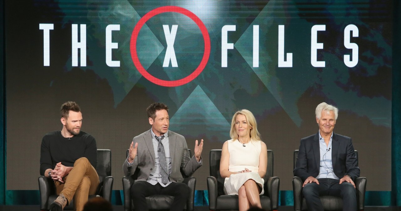 Joel McHale, David Duchovny, Gillian Anderson oraz Chris Carter opowiadają o nowych odcinkach "Z Archiwum X" /Frederick M. Brown /Getty Images