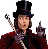 Johnny Depp jako Willy Wonka w filmie Tima Burtona /