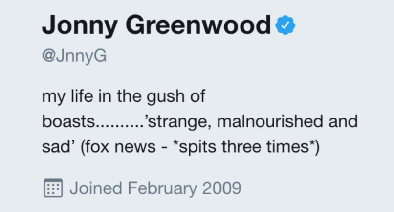 Jonny Greenwood na Twitterze /