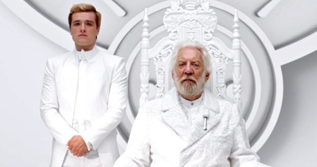 Josh Hutcherson i Donald Sutherland w zapowiedzi trzeciej części "Igrzysk Śmierci" /materiały prasowe