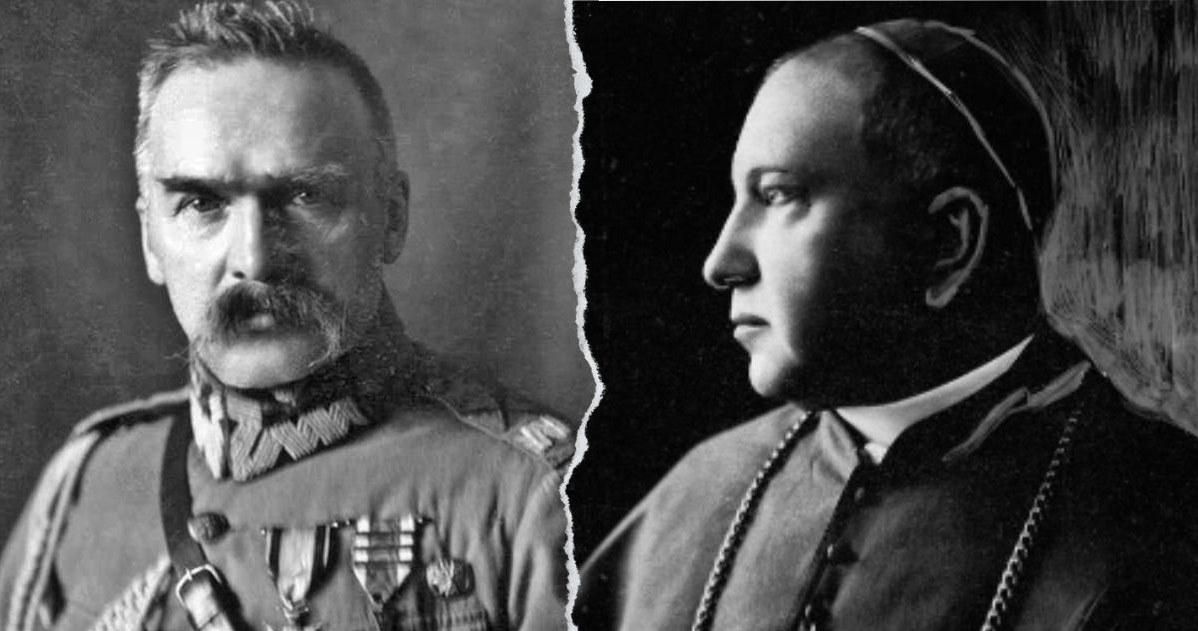 Józef Piłsudski i Augustyn Łosiński /domena publiczna