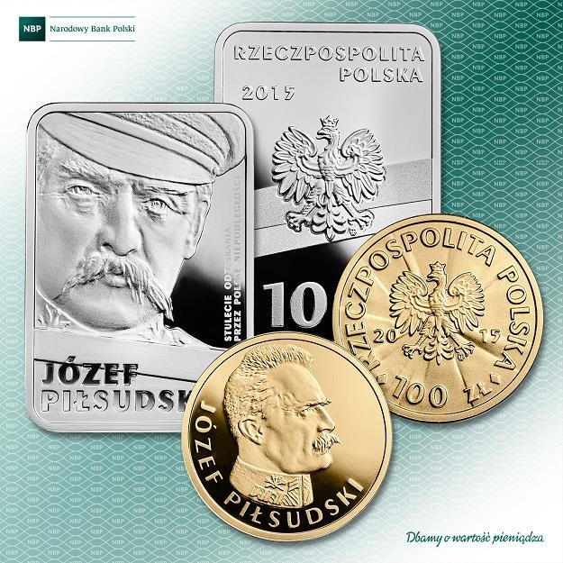 "Józef Piłsudski" - pierwsze monety w serii "Stulecie odzyskania przez Polskę niepodległości" /NBP