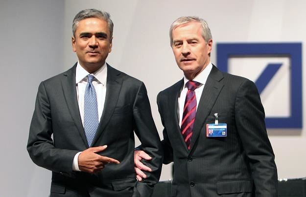 Juergen Fitschen (P), Anshu Jain (L),  byli prezesi Deutsche Banku /AFP