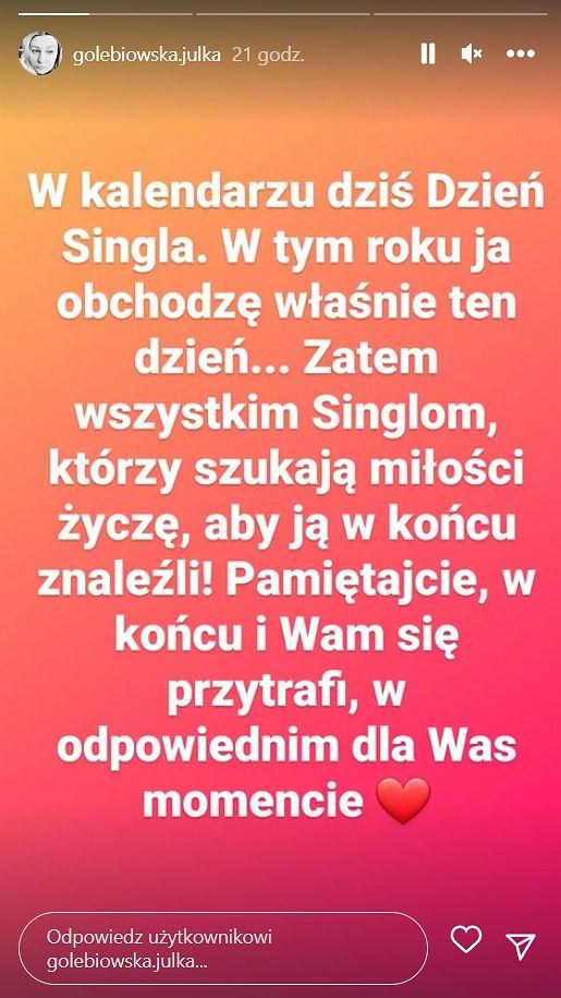 Julia Gołębiowska ze "Ślubu od pierwszego wejrzenia" pisze o rozstaniu /@golebiowska.julka /Instagram