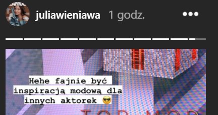 Julia Wieniawa na Instastory prawdopodobnie odniosła się do stroju Joanny Opozdy /Instagram/juliawieniawa /Instagram