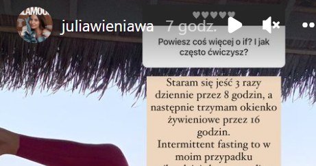 Julia Wieniawa opowiada o swoich nawykach żywieniowych /Instagram