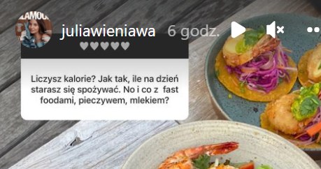 Julia Wieniawa opowiada o swoich nawykach żywieniowych /Instagram