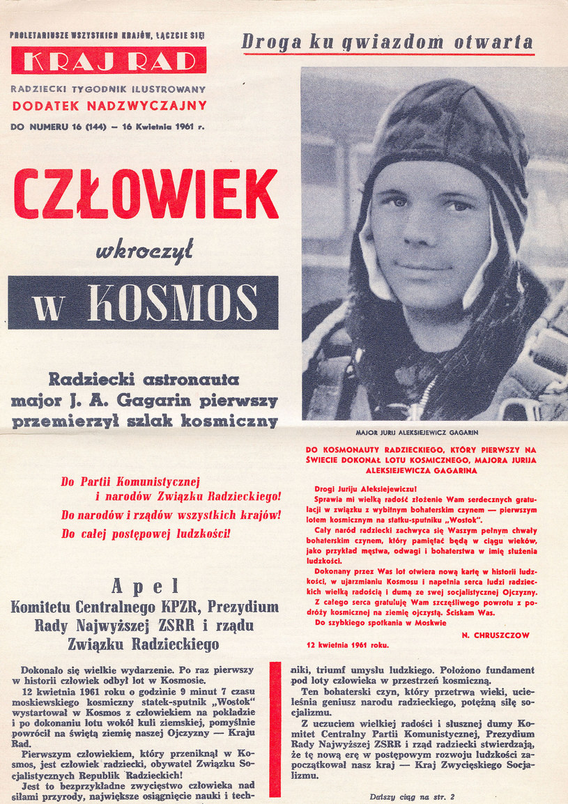 Jurij Gagarin - pierwszy człowiek w kosmosie /Agencja FORUM