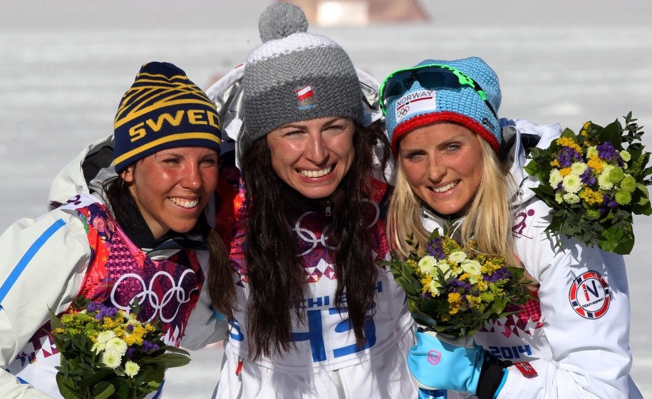 Justyna Kowalczyk z Charlotte Kallą i Therese Johaug /Grzegorz Momot /PAP