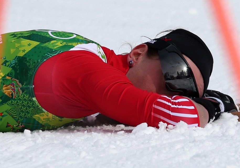 Justyna Kowalczyk zmęczona po biegu /Grzegorz Momot /PAP