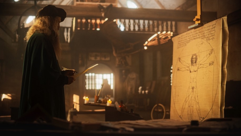 Kadr z filmu dokumentalnego przedstawiający Leonarda da Vinci /Shutterstock