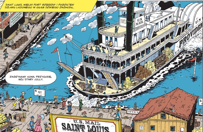Kadr z komiksu "Lucky Luke - Ziemia obiecana" /materiały prasowe
