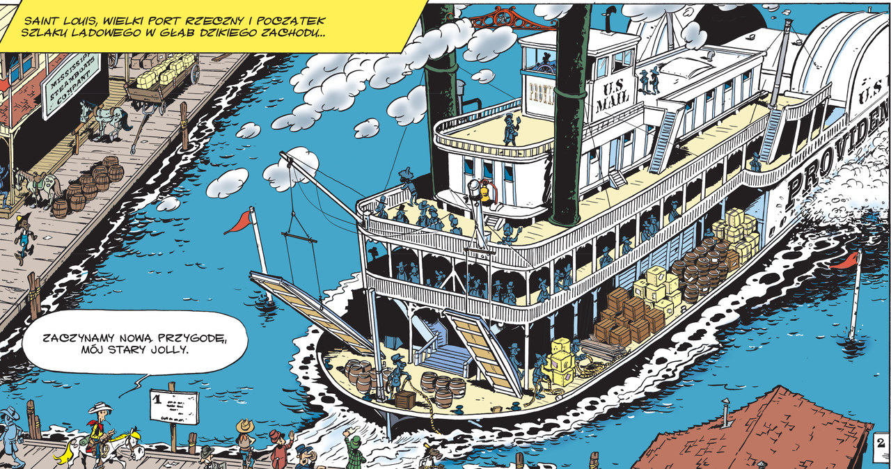 Kadr z komiksu "Lucky Luke - Ziemia obiecana" /materiały prasowe