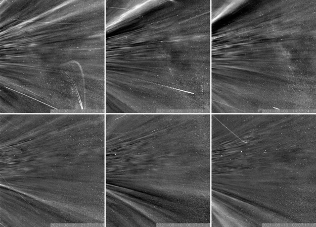 Kadry uchwycone przez Parker Solar Probe podczas przelotu przez koronę słoneczną. /NASA /