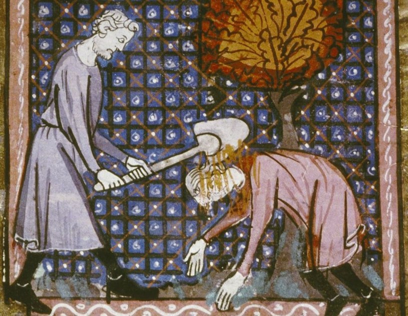 Kain morduje Abla. Miniatura z francuskiego kodeksu z początku XIV wieku. /INTERIA.PL/materiały prasowe
