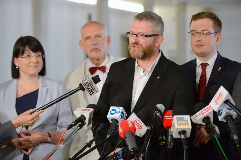 Kaja Godek, Janusz Korwin-Mikke, Grzegorz Braun, Robert Winnicki / 	Jakub Kamiński    /PAP