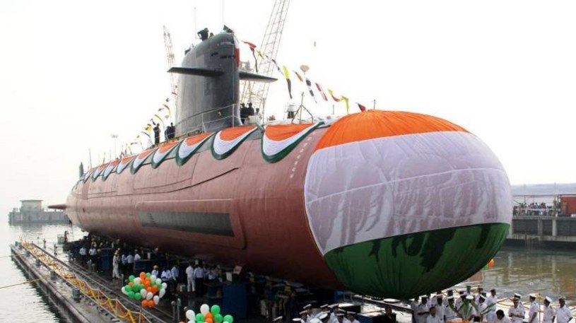 "Kalvari", pierwszy z serii zamówionych okrętów został zwodowany z pięcioletnim opóźnieniem /Indian Navy /INTERIA.PL/materiały prasowe