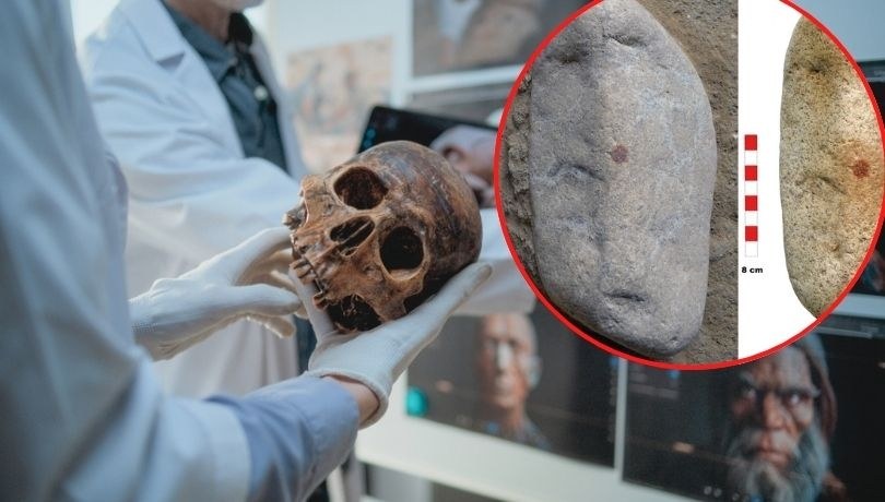 Kamień z odciskiem palca neandertalczyka / Archaeological and Anthropological Sciences  /Shutterstock