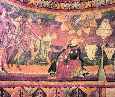Kamieniowanie św. Szczepana, fresk z XII w. /Encyklopedia Internautica