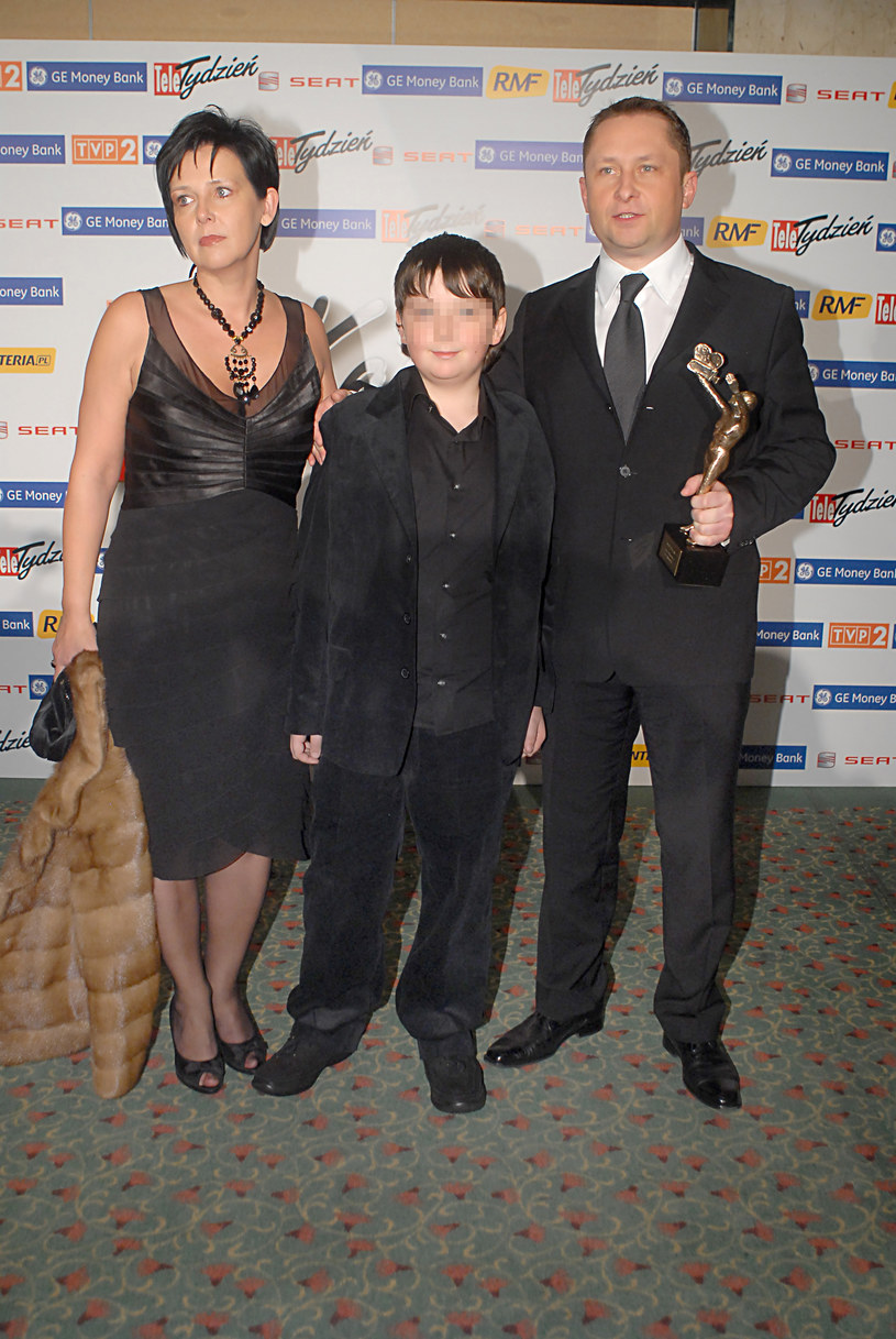 Kamil Durczok z byłą żoną Marianną i synem na Telekamerach, 2008 r. /MWMedia