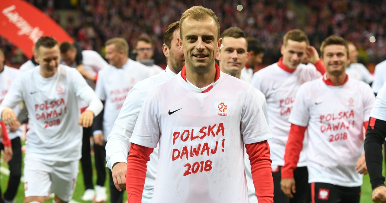 Kamil Grosicki podczas świętowania na PGE Narodowym /Bartłomiej Zborowski /PAP