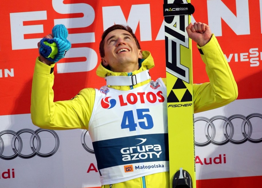 Kamil Stoch na podium konkursu Pucharu Świata w Zakopanem /Grzegorz Momot /PAP