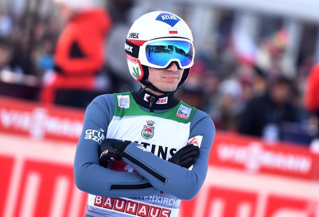 Kamil Stoch w trakcie konkursu Turnieju Czterech Skoczni w Garmisch-Partenkirchen /LUKAS BARTH-TUTTAS /PAP/EPA