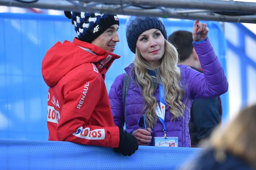 Kamil Stoch z żoną Ewą /AFP