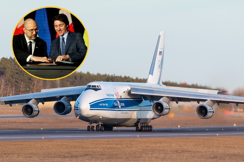 Kanada chce przekazać dla Ukrainy latającego giganta, czyli samolot AN-124. Rok temu transportowiec należący do rosyjskiego przewoźnika został zatrzymany na lotnisku w Toronto /123RF/PICSEL