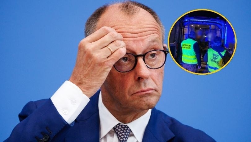 Kanclerz Friedrich Merz zapewnił w piątek, że Niemcy ściśle współpracują z Polską w sprawie granicy /EPA/CLEMENS BILAN/strażgraniczna /PAP