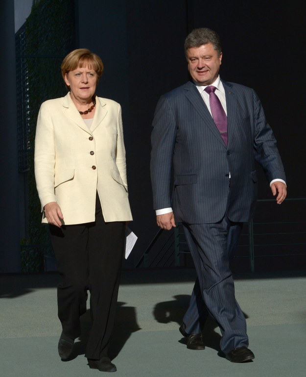 Kanclerz Niemiec Angela Merkel i prezydent elekt Ukrainy Petro Poroszenko /Rainer Jensen /PAP/EPA