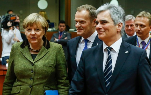 Kanclerz Niemiec  Angela Merkel, premier Donald Tusk i Kanclerz Austrii Werner Faymann /THIERRY ROGE   /PAP/EPA